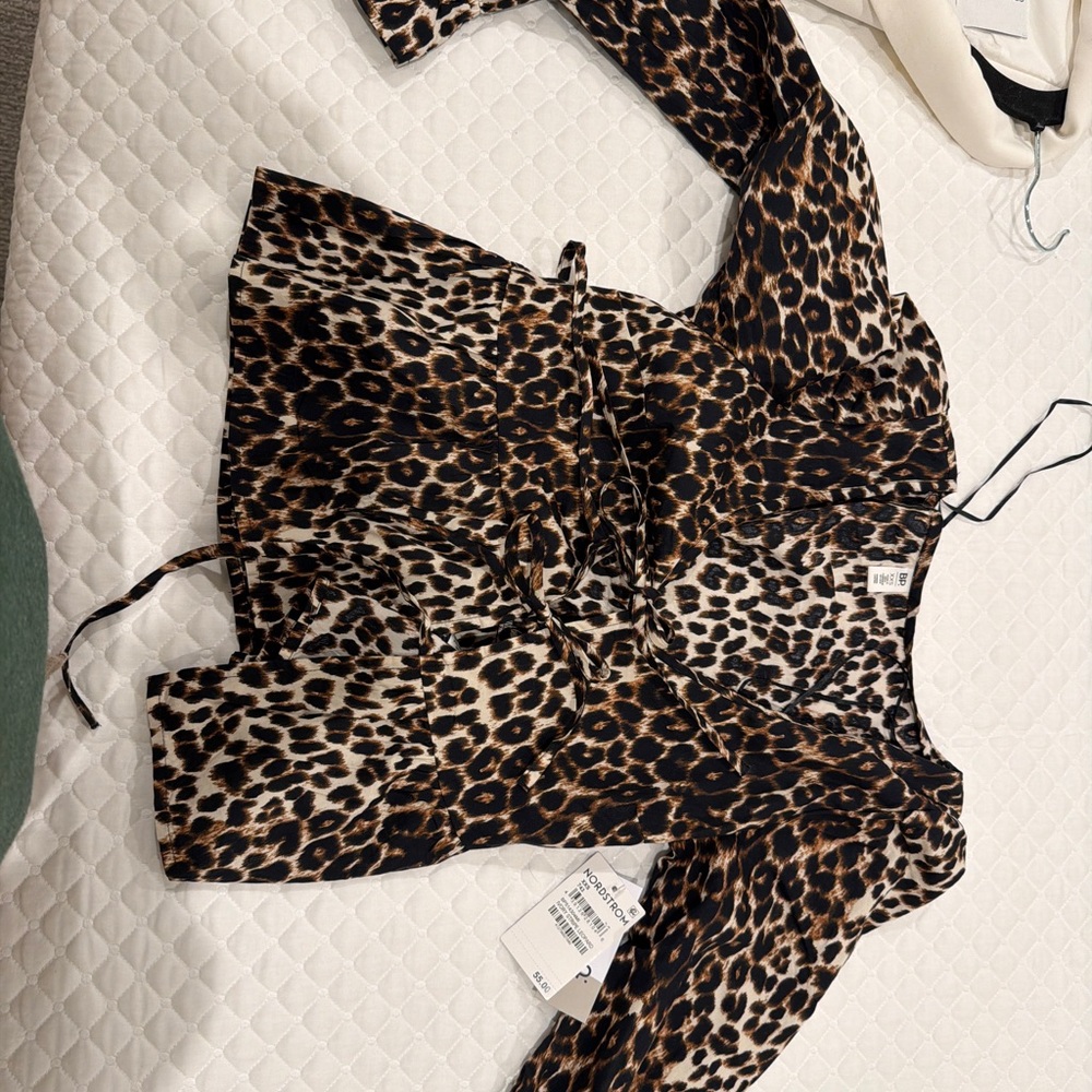 Nordstrom Animal Print Wrap Blouse